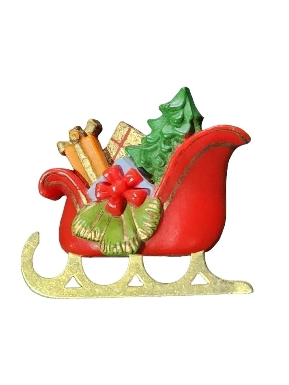 Vintage Hallmark Cards Holiday Christmas Sleigh Brooch Pin